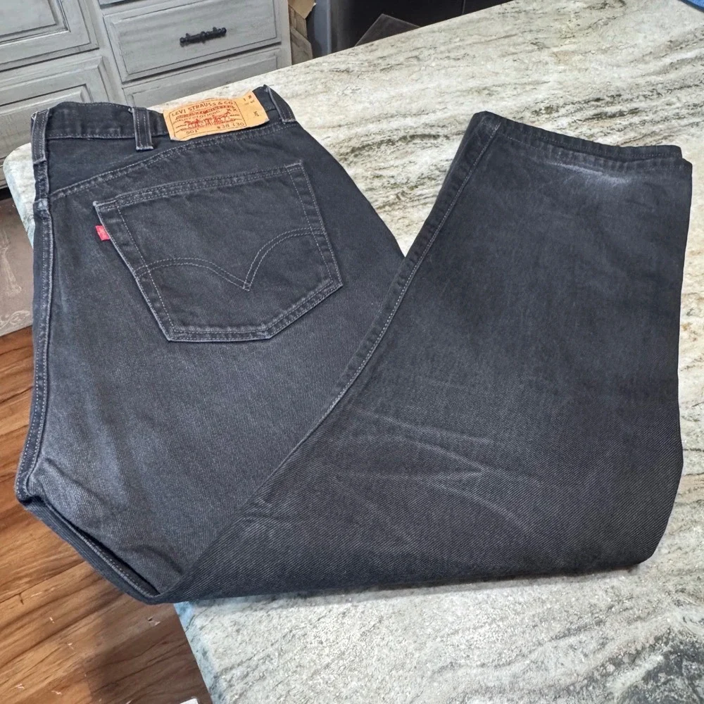 Levi's 501 Jeans Mens 38x30 Original Straight Leg Button Fly Black Denim